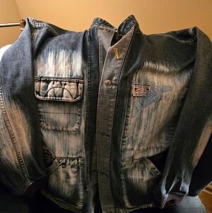 Denim Jacket with Distressed Design